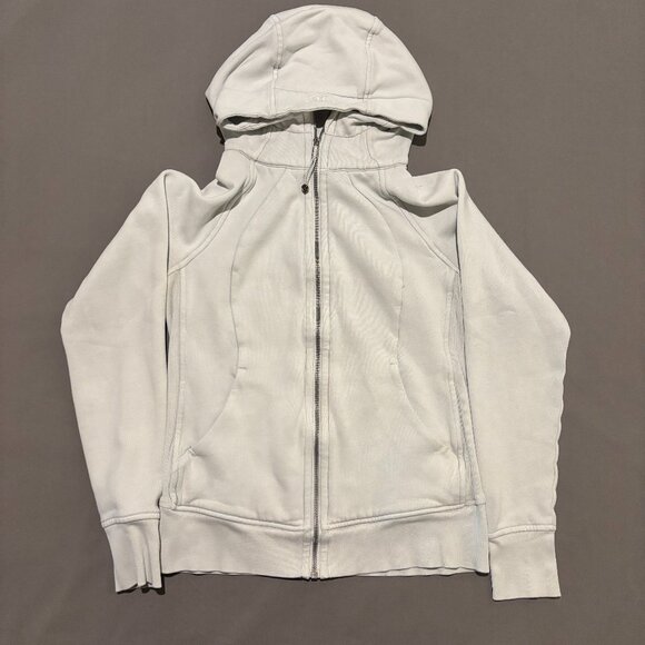 Lululemon Scuba Hoodie Size 6 White Solid Full Zip Gym Workout Training - Picture 1 of 5
